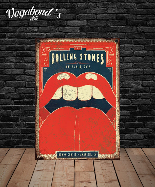 Rolling Stones 2013 Tour Poster Metal Sign – Vintage Rock Concert Wall Decor